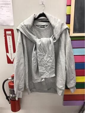 Kbb kahlana womens layered crewneck sweatshirt large over the shoulder new